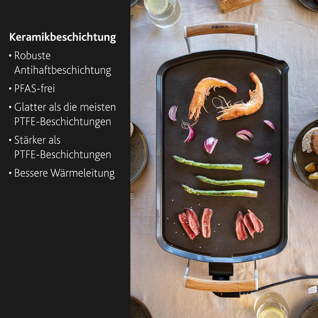 Boska Elektrische Grillplatte Pro – Tischgrills - Teppanyaki-Platte 35x56 cm – PFAS-freie Keramikbes