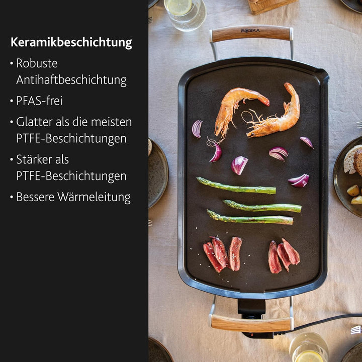 Boska Elektrische Grillplatte Pro – Tischgrills - Teppanyaki-Platte 35x56 cm – PFAS-freie Keramikbes