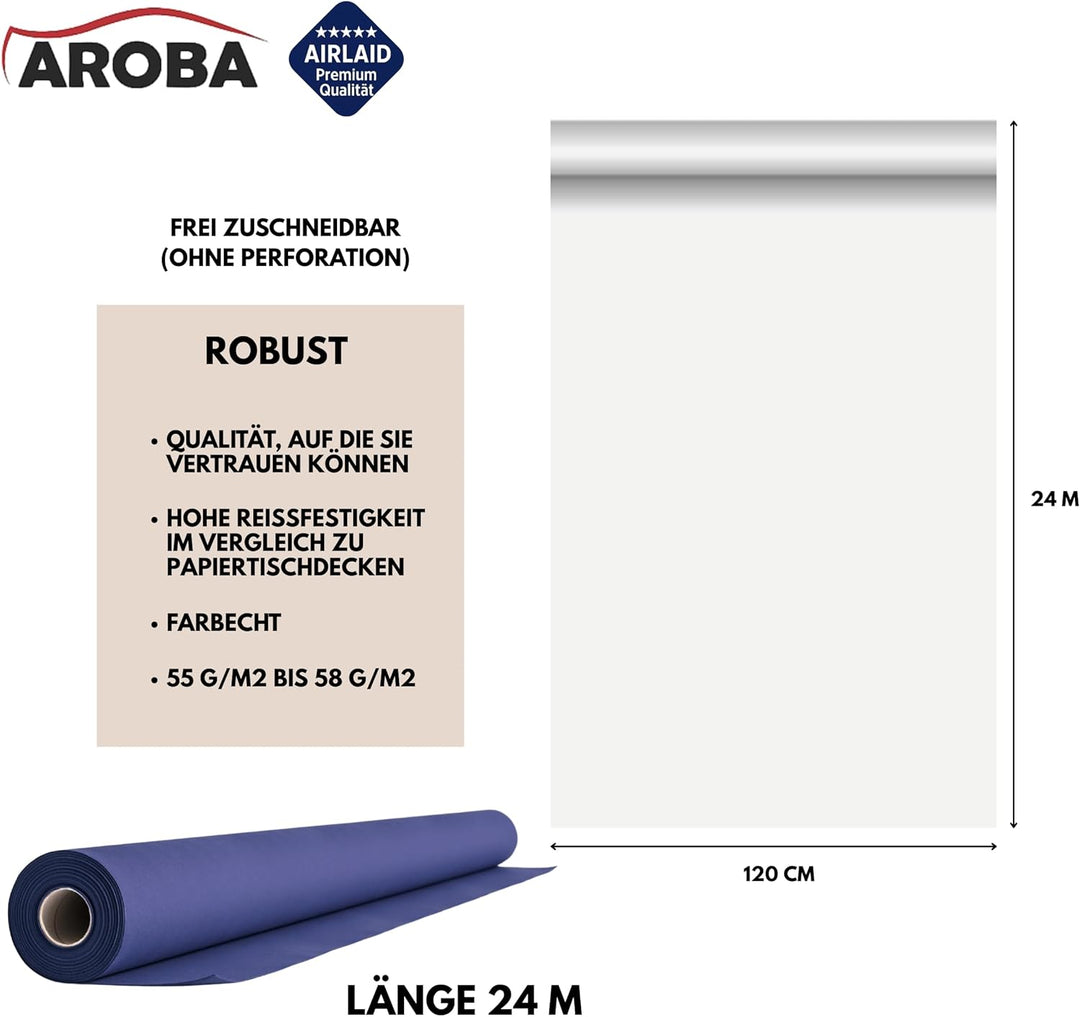 AROBA 1x Airlaid Tischdeckenrolle (Blau, 1,2 m x 24 m) - Stoffähnliche Tischdecke - Hochwertige Tisc