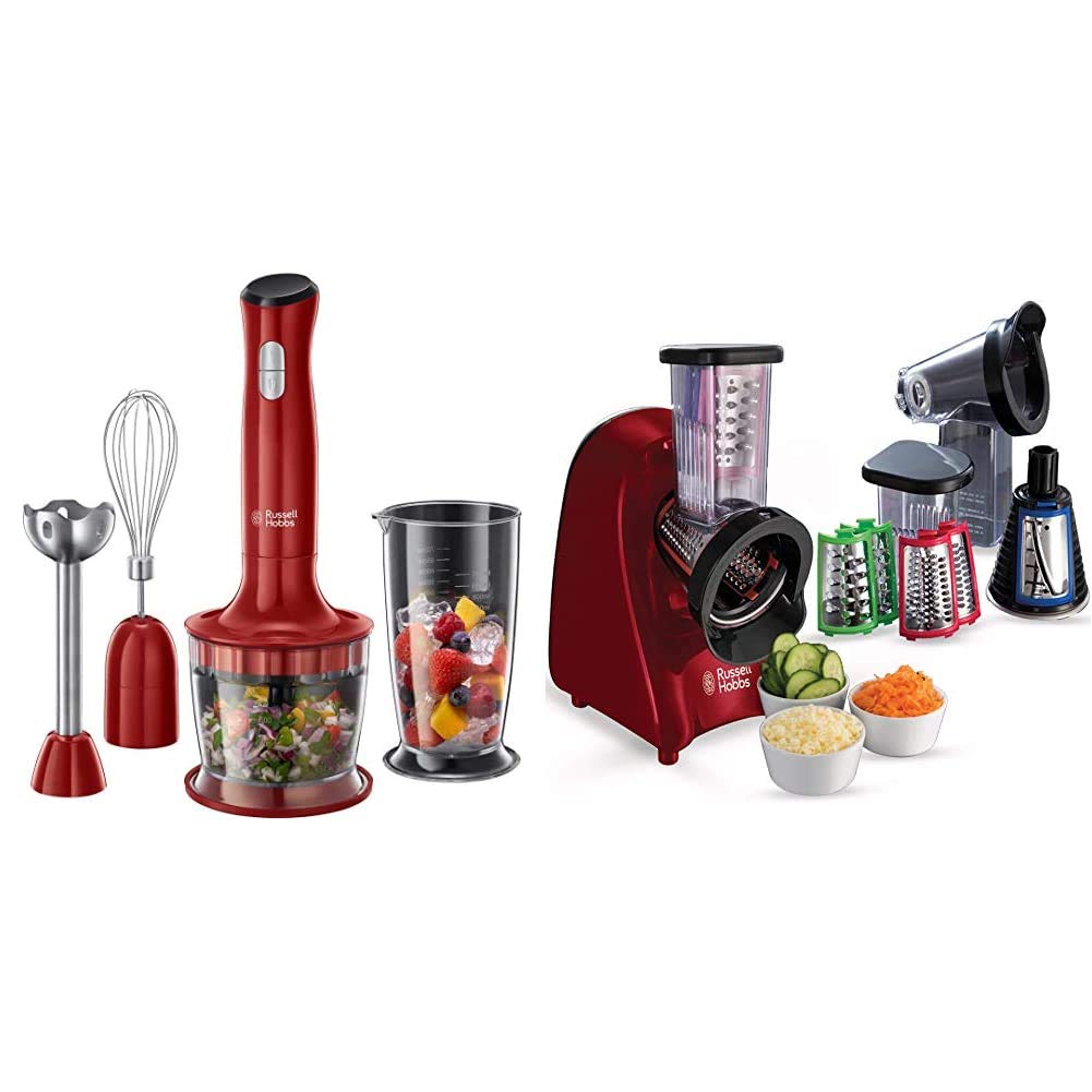 Russell Hobbs Schnitzelwerk Desire (3 Reibeeinsätze: Grob & Fein, Scheiben), 200W & Stabmixer 3-in-1