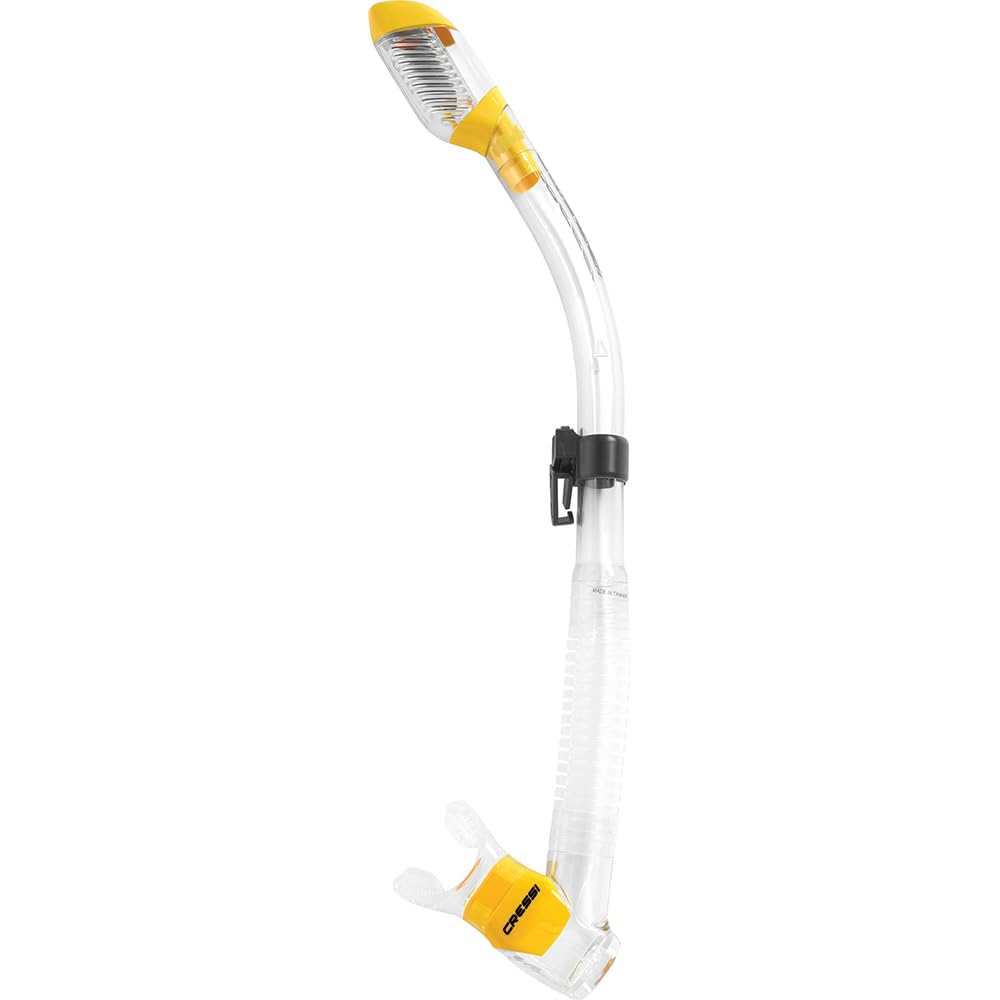 Cressi Premium Trockenschnorchel Erwachsene Dry Clear/Gelb, Dry Clear/Gelb