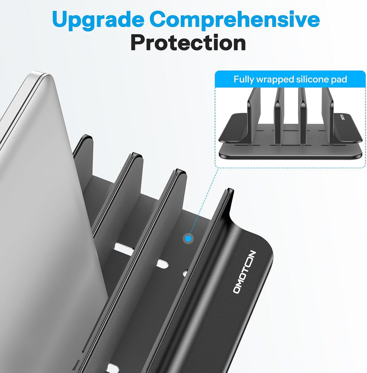 OMOTON 3 Slot Aluminium Vertikal Laptop Ständer, Verstellbarer Notebook Ständer, Laptop Halterung fü