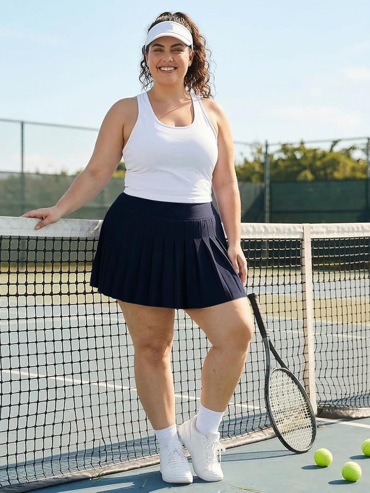 Moon Wood Damen Mini Rock Elastisch Hohe Taille Solid Basic Gefaltet Röcke Tennis Skater Skirt Kurz