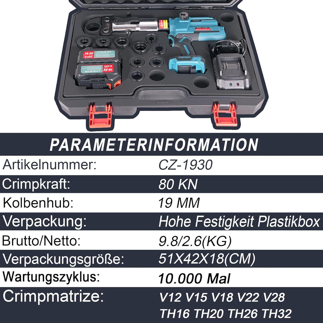 AMZCNC 18V Akku Presszange V/TH Kontur V12-V28 TH16-TH32 Presswerkzeug | Installateure, V/TH Kontur,