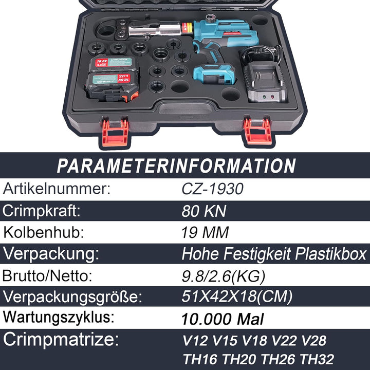 AMZCNC 18V Akku Presszange V/TH Kontur V12-V28 TH16-TH32 Presswerkzeug | Installateure, V/TH Kontur,