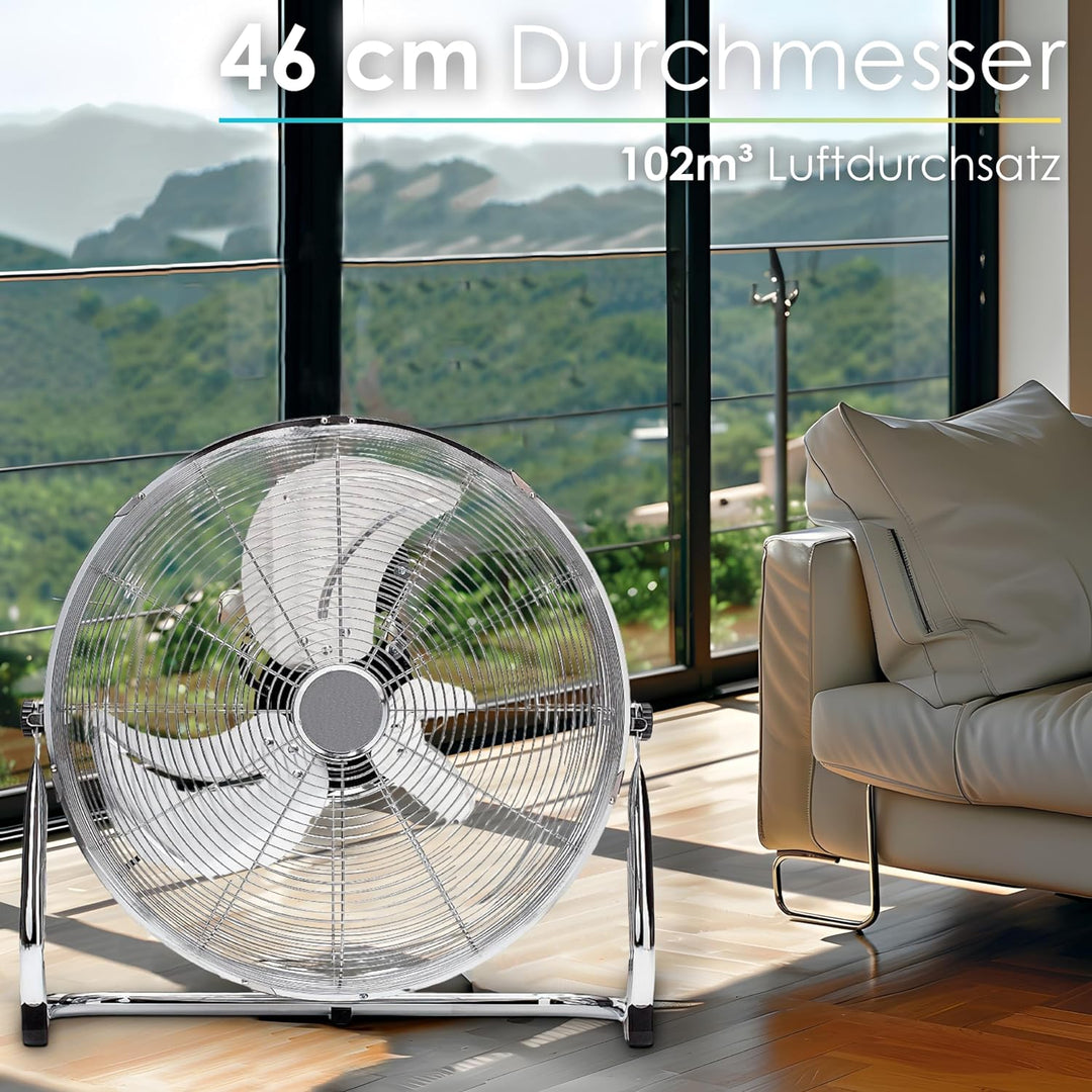 Echos Bodenventilator | Ø46 cm | 102 m³/min Luftdurchsatz | 1.250 U./min | 3 Geschwindigkeitsstufen