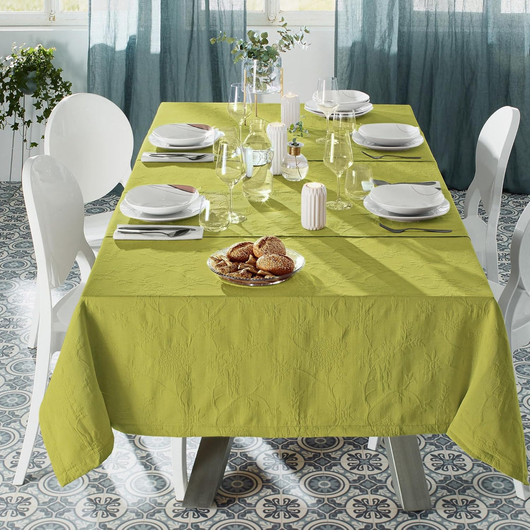 Erwin Müller Tischwäsche, Tischdecke mit Jaquardmuster, Serie Arnsberg apfelgrün Grösse 130x200 cm -