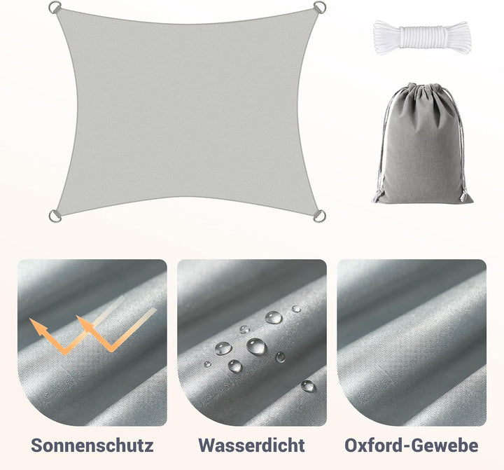 Sonnensegel Wasserdicht 4x5m Rechteckig Sonnenschutz Wetterschutz Segel Baldachin UV Schutz für Balk