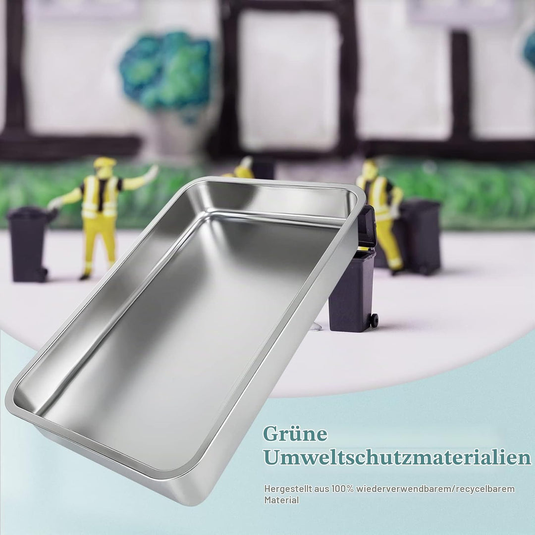 IKITCHEN Grosse Katzentoilette Edelstahl(50×35×10cm), Litter Box Katzenklo, Katzen und Kaninchen Met