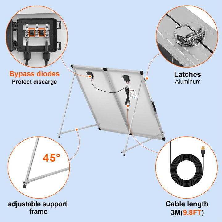 DOKIO 2 Sätze Solarkoffer 160W Monokristalline Solarpanel Faltbar 320W Kit, 2