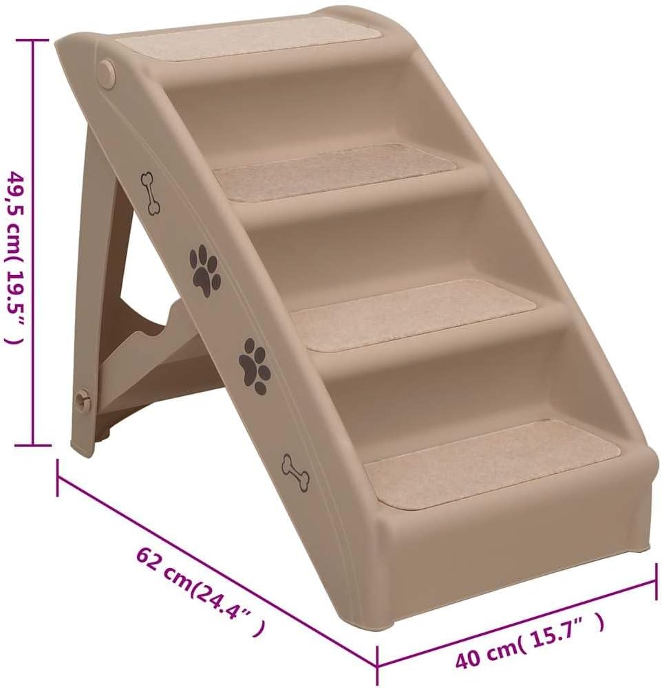 vidaXL Hundetreppe Klappbar Braun Haustiertreppe Katzentreppe Einstiegshilfe, Braun