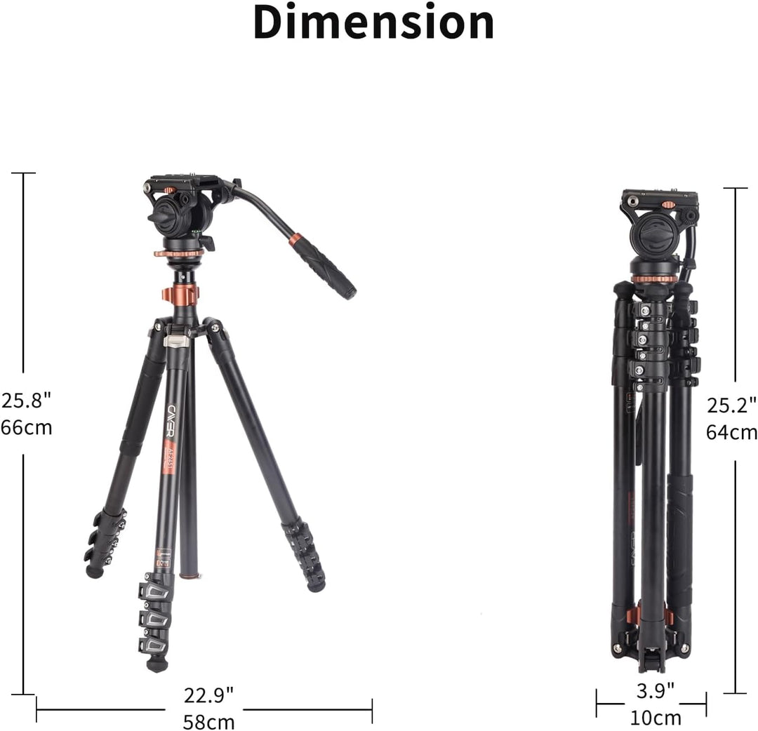 Professionelles Video-Stativ-Einbeinstativ-Kit, Cayer AF2451 67-Zoll-Aluminium-Teleskop-Flip-Lock-St