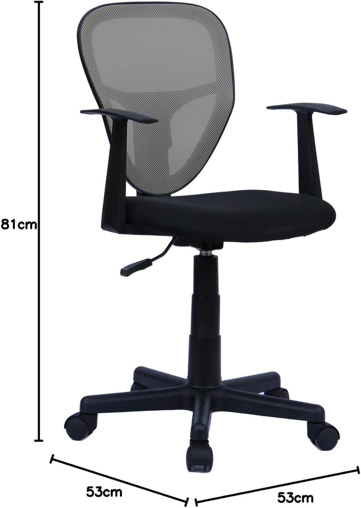 CARO-Möbel Kinderdrehstuhl Studio - Ergonomischer Schreibtischstuhl mit Armlehnen, Verstellbar, schw