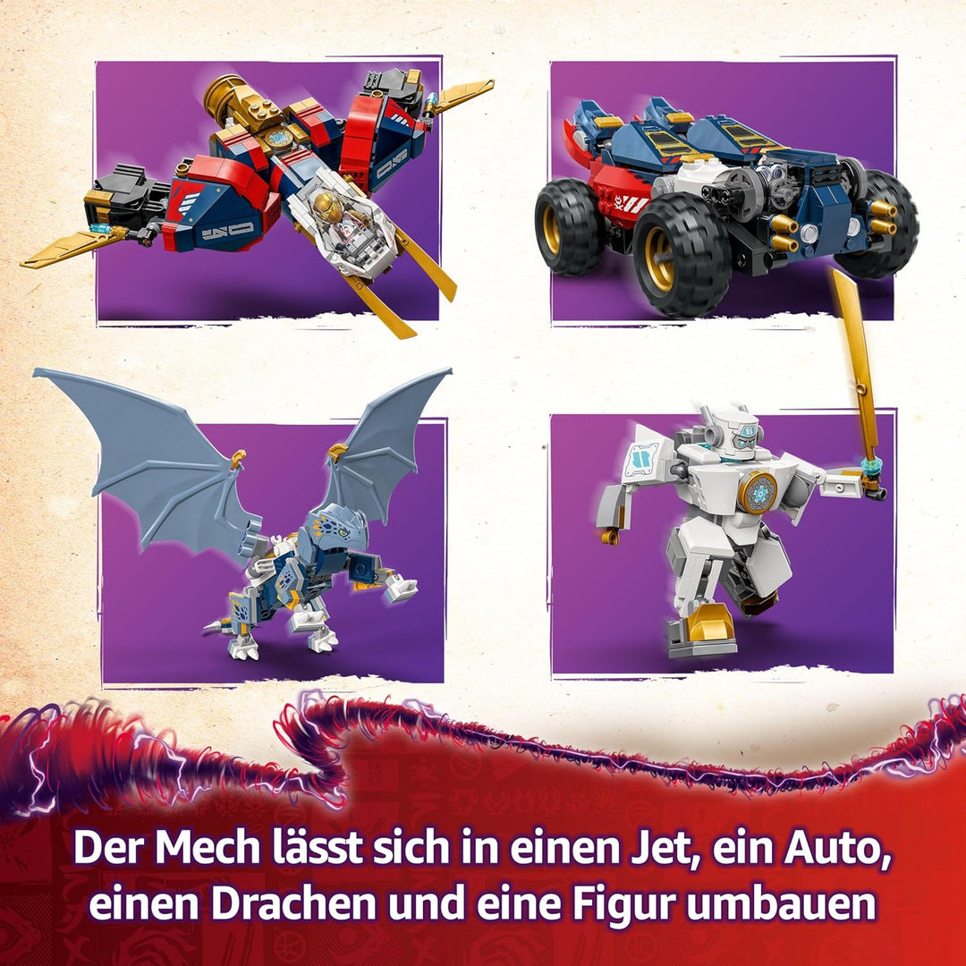 LEGO NINJAGO 4in1 Zanes Ultra-Kombi-Mech - Spielzeug mit Auto Modell - Umbaubar in einen Jet oder Dr
