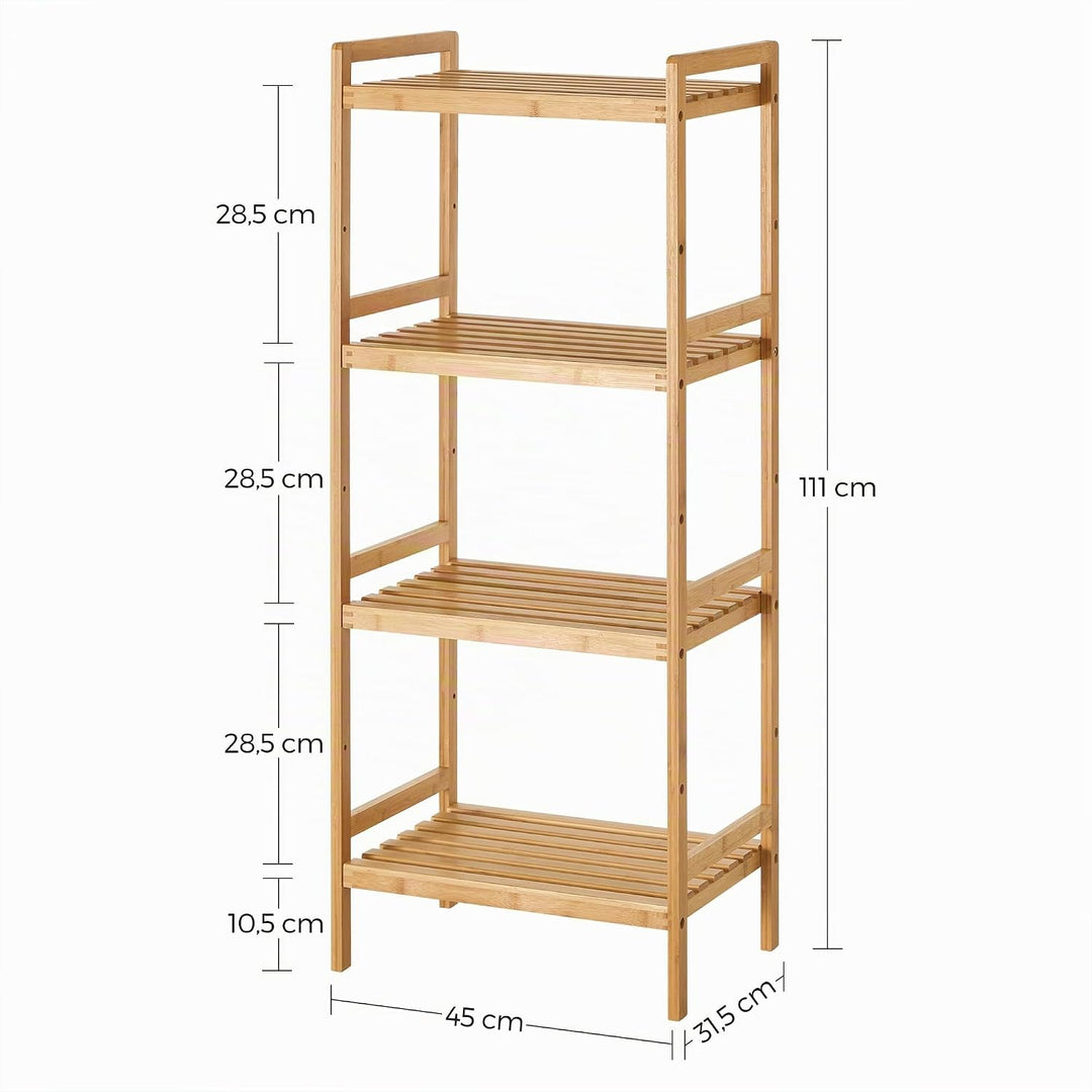 SONGMICS Bambus Regal, Küchenregal, Badregal, Bücherregal, Standregal mit 4 Ablagen, 31,5 x 45 x 111