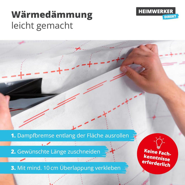 Dampfbremse/Dampfsperre 1,5 m x 50 m rücktrocknend, universelle feuchteregulierend - für eine luftdi