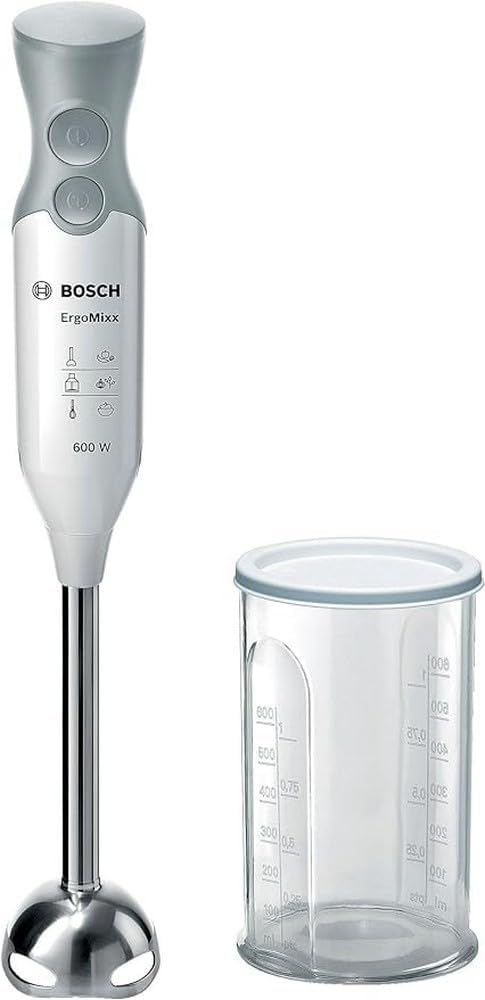 Bosch Hausgeräte Stabmixer ErgoMixx MSM66110, Edelstahl-Mixfuss, Mix- und Messbecher, 2 Geschwindigk