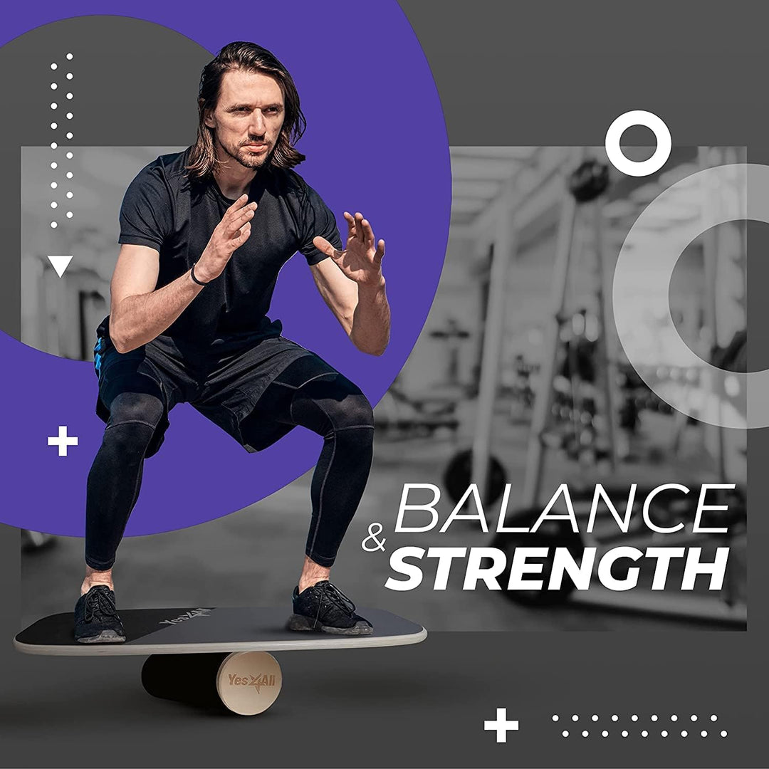 Yes4All Indoorboard aus Holz, Surf Balance Board mit glatter Oberfläche und Rolle für alle Trainings