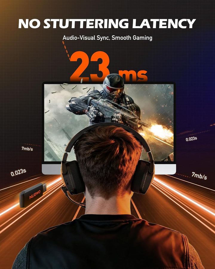 NUBWO G06 Wireless Gaming Headset für PS5, PS4, PC, Rauschunterdrückung über Ohr-Gaming-Kopfhörer mi