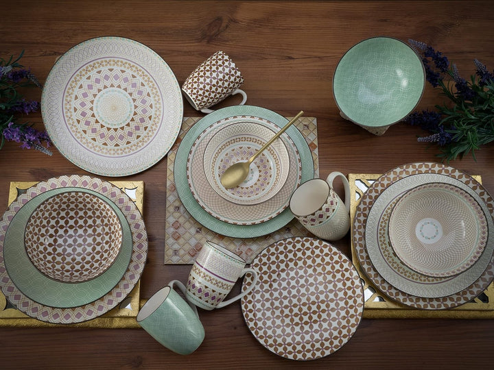 Creatable, 20310, Serie MANDALA, Geschirrset Kombiservice 16 teilig, Steinzeug Kombiservice 16 teili