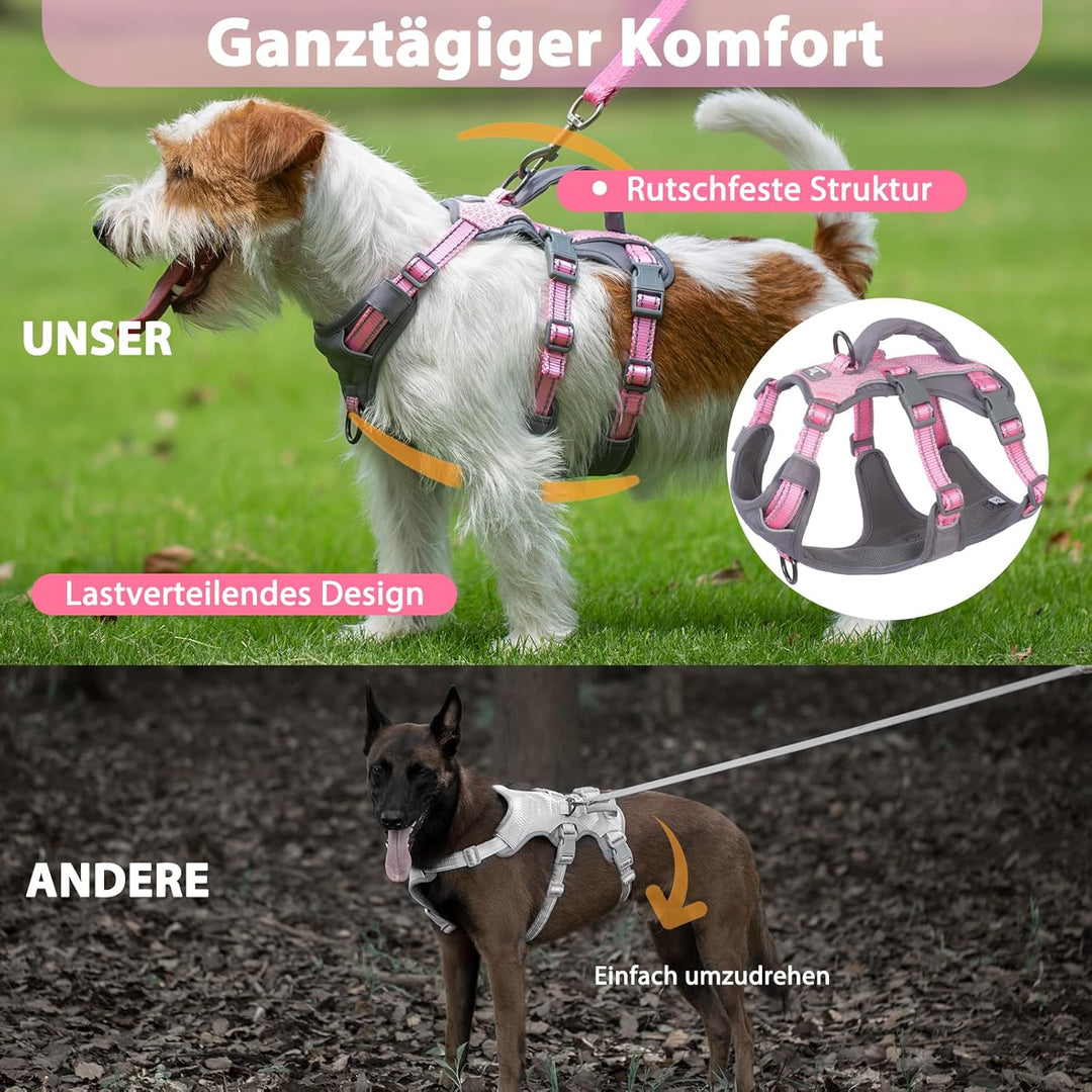 Huntboo Sicherheitsgeschirr Hund Ausbruchsicher, Panikgeschirr für Hunde, Reflektierendes Geschirr H