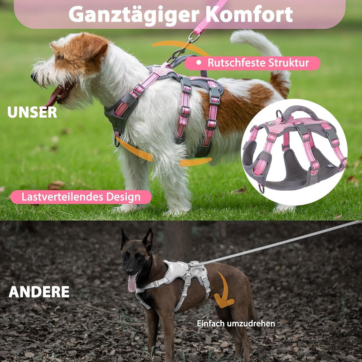Huntboo Sicherheitsgeschirr Hund Ausbruchsicher, Panikgeschirr für Hunde, Reflektierendes Geschirr H