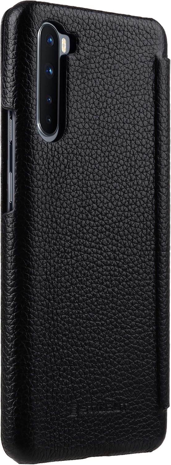 STILGUT Book Case entwickelt für OnePlus Nord Hülle aus Leder zum Klappen, Klapphülle, Handyhülle, L