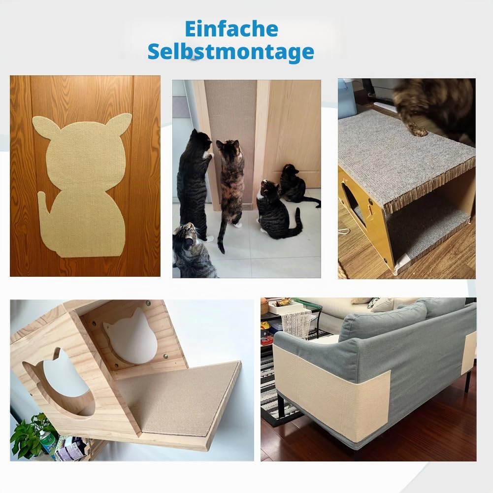 Kratzmatte Selbstklebend Katze Kratzbrett Kratzwand DIY Kratzteppich Katzenkratzer Kleber Möbelschut