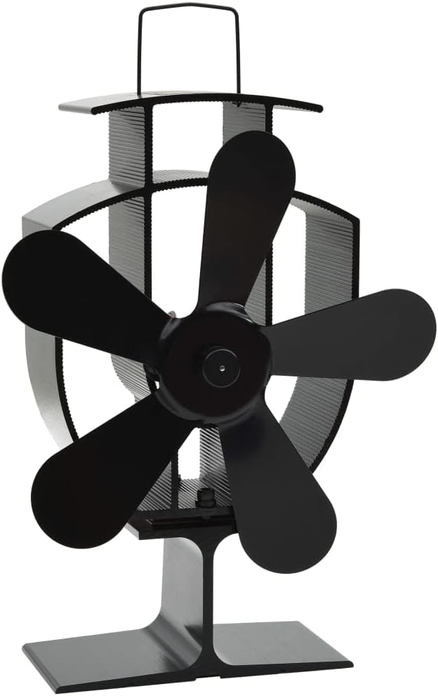 vidaXL Wärmebetriebener Kaminventilator 5 Blätter mit feuerfesten Drähten Stromlos Kaminofen Ventila
