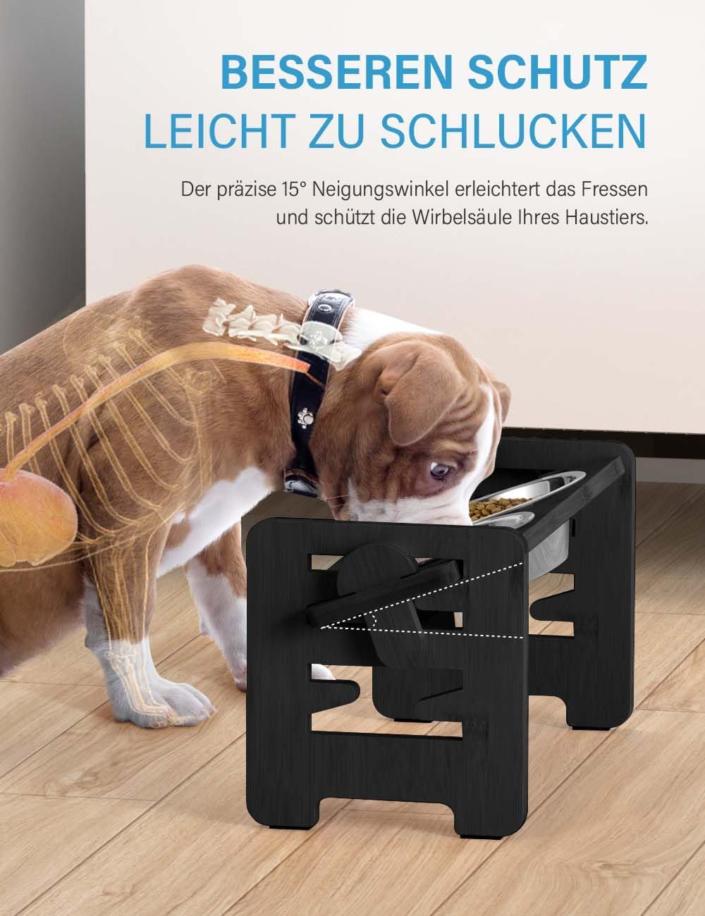 Vantic Hundenapf erhöht mit Ständer, Hundebar höhenverstellbar Futternapf für kleine Hunde und Katze