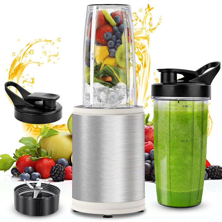 Tragbarer Mixer Smoothie Maker, 1200W Mini Smoothie Maker & Standmixer, 2 x 800ml Tragbare Mixbecher