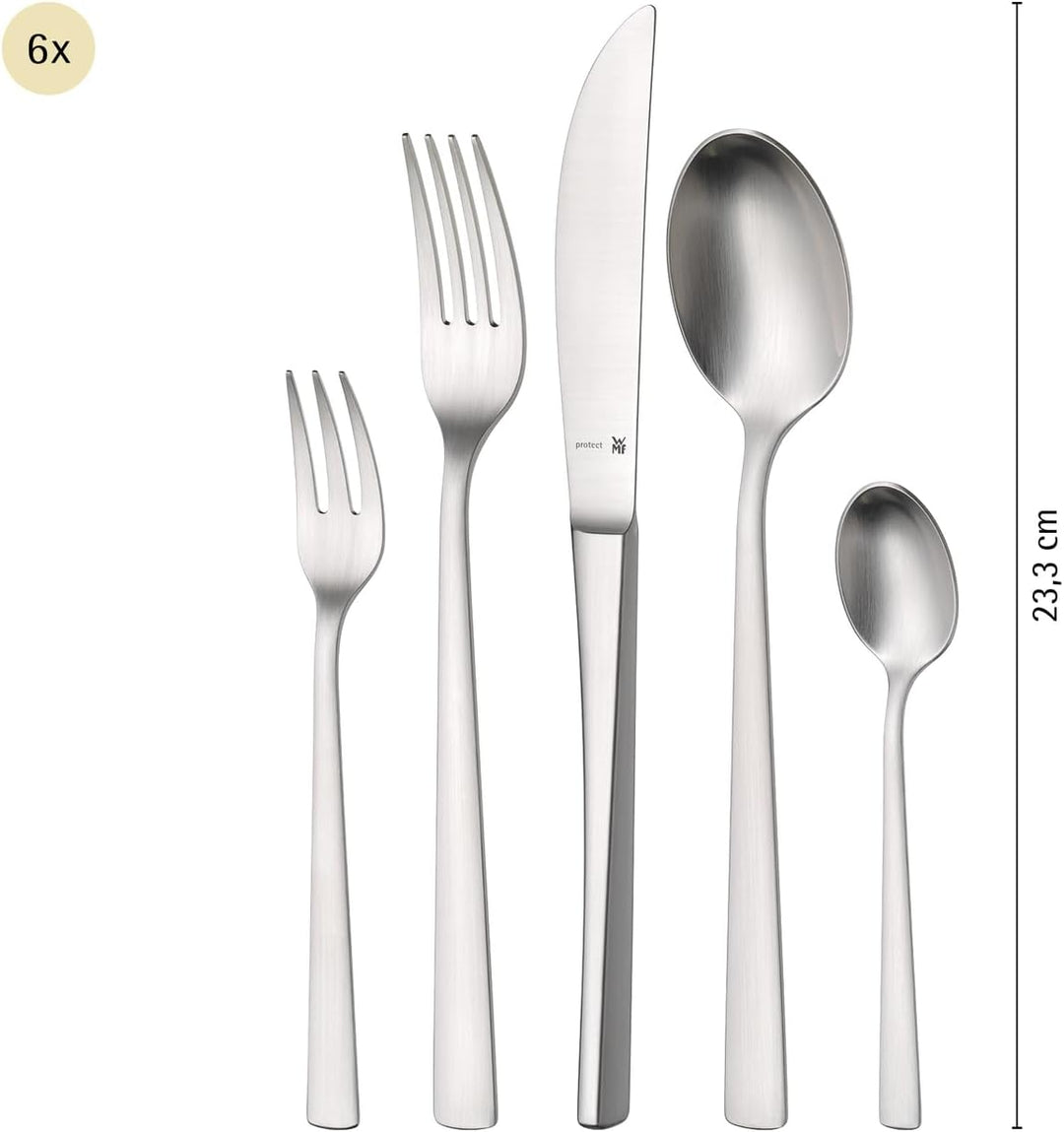 WMF Corvo Besteck Set 6 Personen, 30-teilig, Hohlheftmesser, Cromargan protect Edelstahl mattiert, k