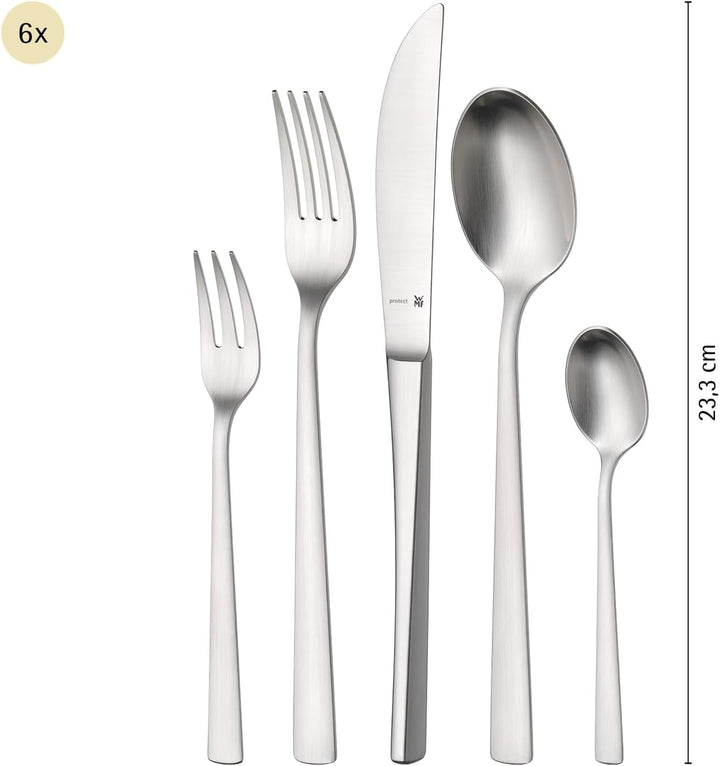 WMF Corvo Besteck Set 6 Personen, 30-teilig, Hohlheftmesser, Cromargan protect Edelstahl mattiert, k