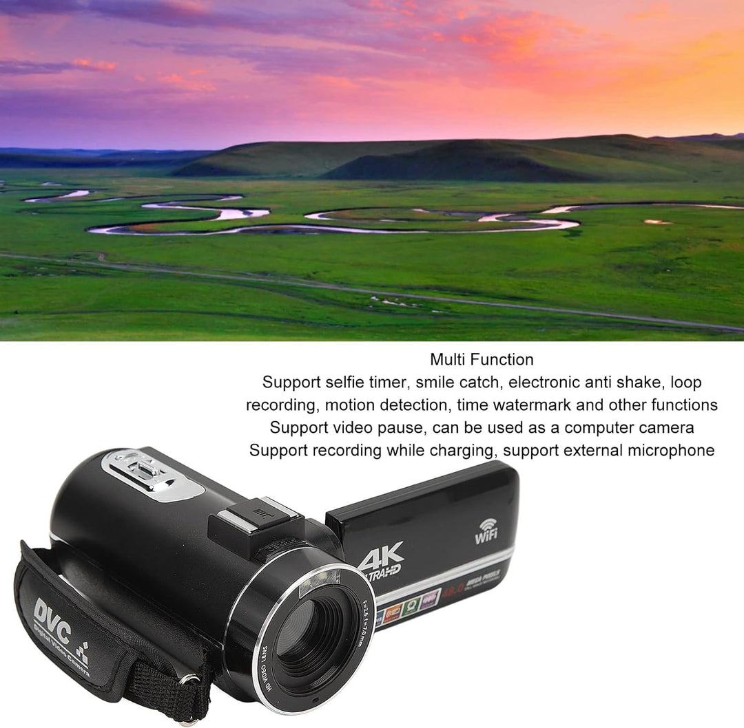 Videokamera-Camcorder, HD 4K-Digitalkamera-Recorder, 48 MP, 18-facher Digitalzoom, 3,0-Zoll-Touchscr