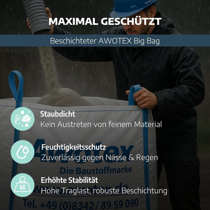 5 Stück Big Bag beschichtet in 90 x 90 x 110 cm I Säcke mit 4 Hebeschlaufen I mit 1000kg Traglast I