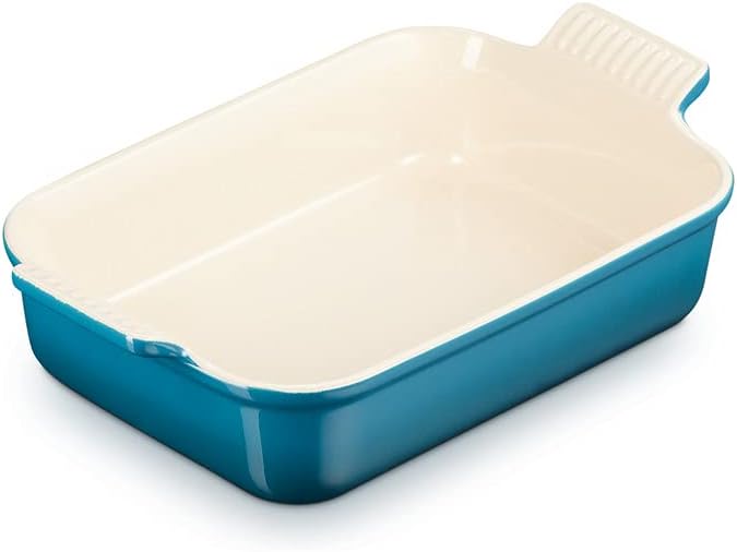 Le Creuset Rechteckige Auflaufform Tradition aus Steinzeug, 26 cm, 2.4 Liter, Deep Teal, 71102266420