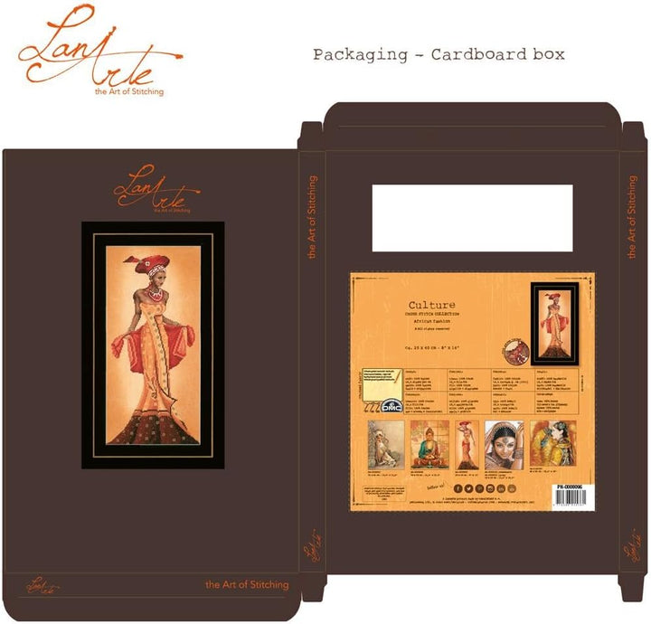 Lanarte Zählmusterpackung Afrikanische Mode I Kreuzstichpackung, Baumwolle, Mehrfarbig, 20 x 40 x 0.