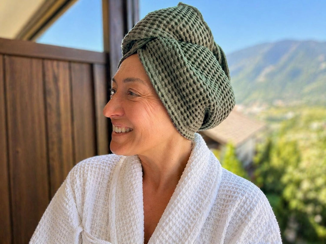 beties - PUR.NATURE - Sauna Haarturban - One Size; PREMIUM-Halbleinen Qualität (europäischer Flachs)