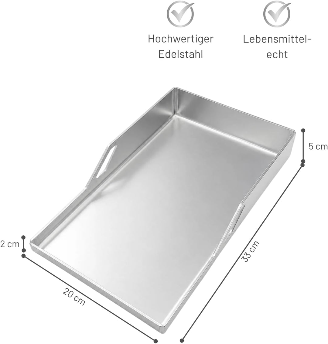 THÜROS Plancha Grillplatte 20x33 cm Edelstahl 33 x 20 x 5 cm, 33 x 20 x 5 cm