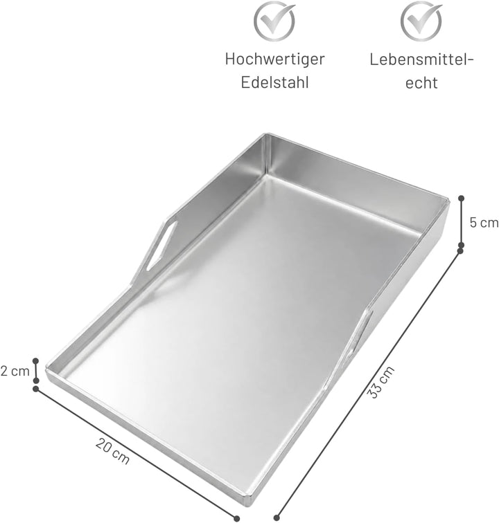 THÜROS Plancha Grillplatte 20x33 cm Edelstahl 33 x 20 x 5 cm, 33 x 20 x 5 cm