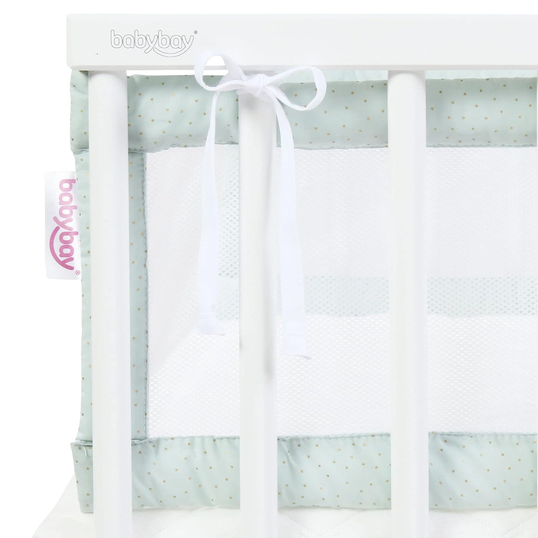 babybay Nestchen Mesh Royal passend für Modell Original, mint Glitzerpunkte gold