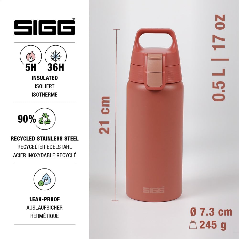 SIGG - Isolierte Trinkflasche - Thermosflasche Shield Therm One Eco Red - kohlensäurehaltige Getränk