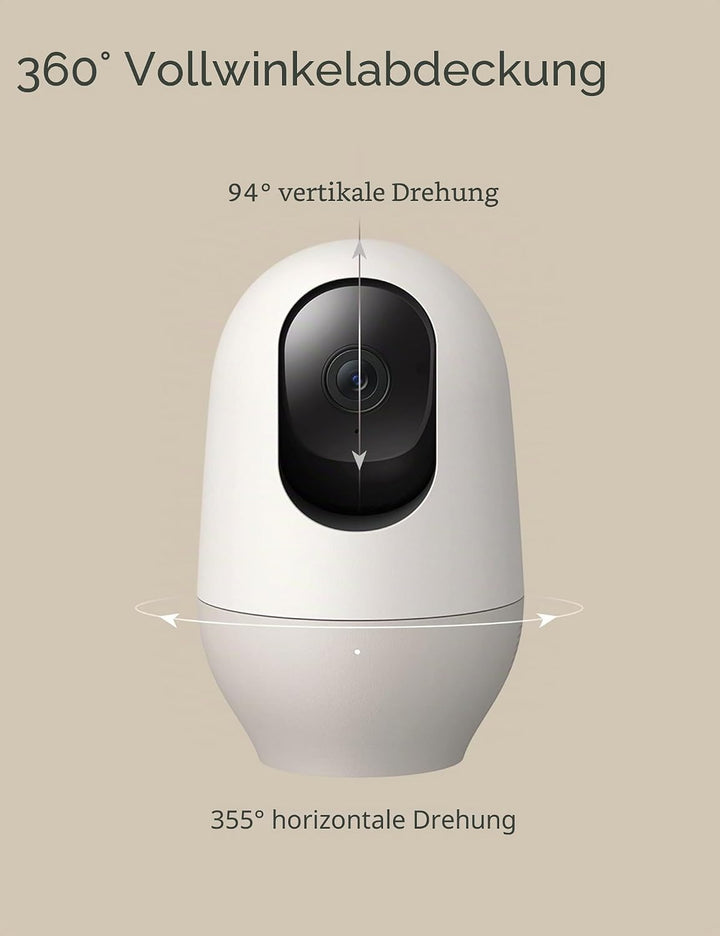 nooie 5G Babyphone mit SD-Karte, 2K Babyphone mit Kamera WiFi Haustierkamera, kabellose 360-Grad IP-