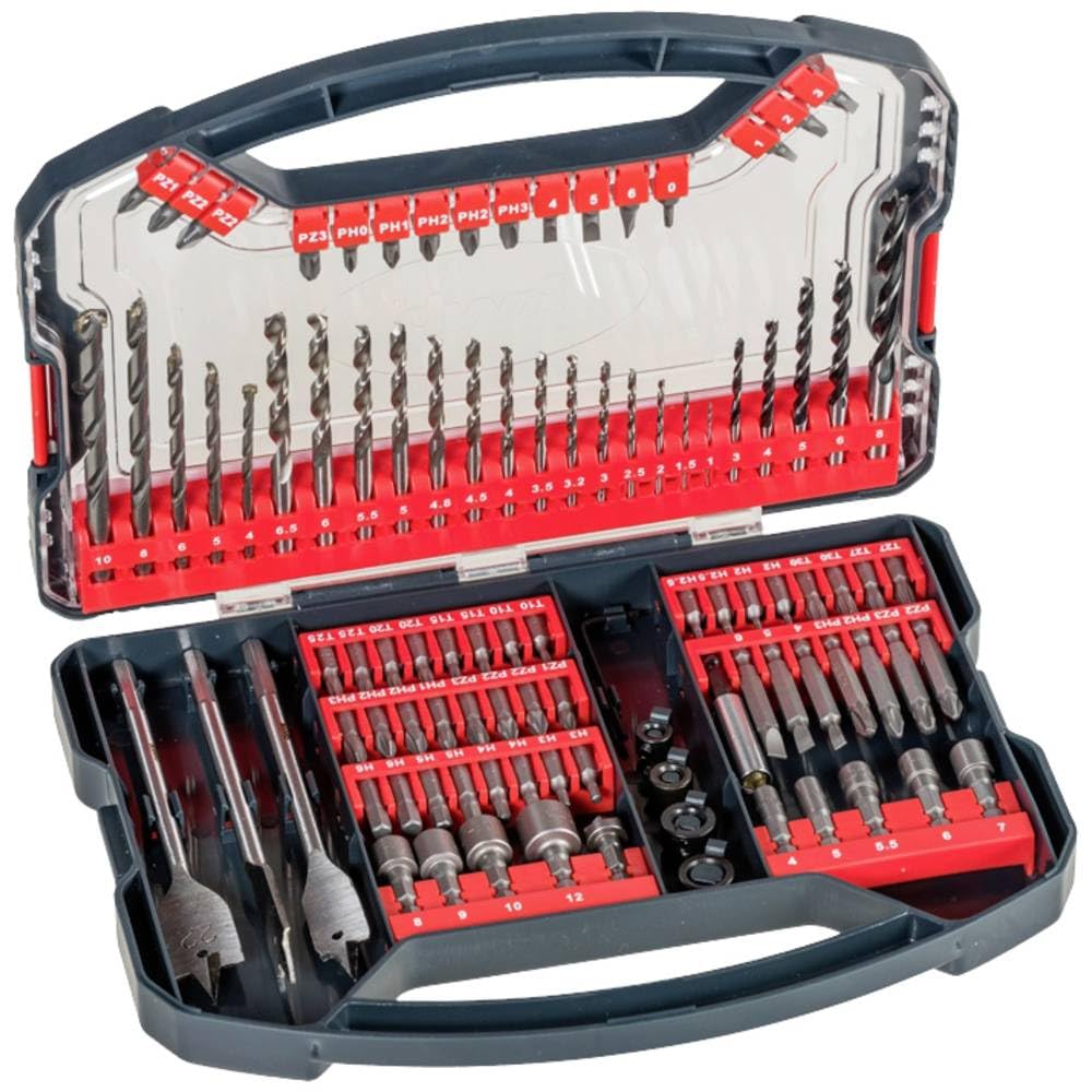 kwb Power-Box 101-tlg. Bohrer- und Bit-Set, bestehend aus Bits, Stecknüssen, Stein-Bohrer, Holz-Bohr