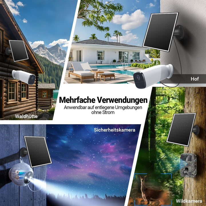 6W Solarpanel für draussen installierte Überwachungskameras mit Micro-USB- und USB-C-Anschluss, Sola
