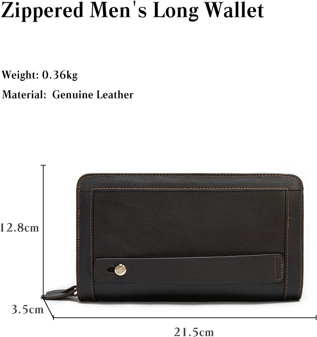 PORRASSO Herren Geldbörse Leder Clutch Tasche Kreditkartenetui Brieftasche Handytasche Portemonnaie