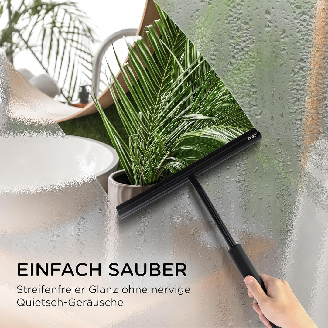Ausziehbarer Duschabzieher Schwarz, Abzieher Dusche mit 30-120cm Teleskopstiel Fensterabzieher mit E
