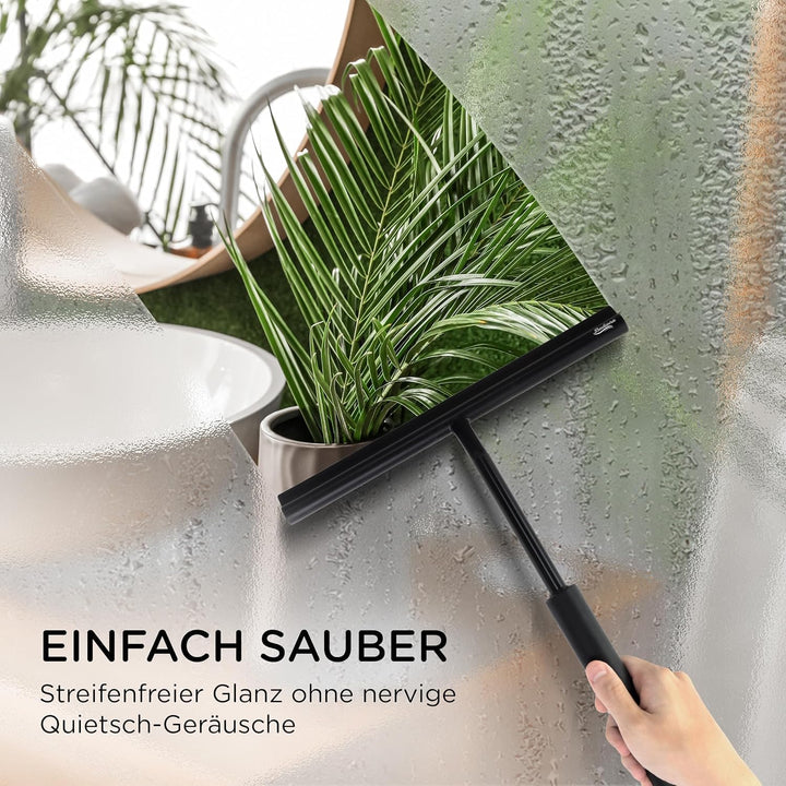 Ausziehbarer Duschabzieher Schwarz, Abzieher Dusche mit 30-120cm Teleskopstiel Fensterabzieher mit E