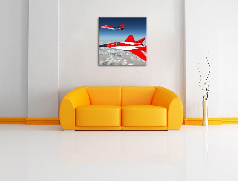 Pixxprint Kampfjets 70x70cm Leinwandbild Wandbild Kunstdruck, 70x70