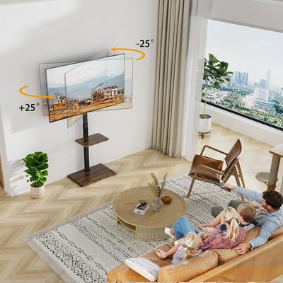 FORGING MOUNT TV Ständer Standfuss Fernsehstand für 32 bis 70 Zoll Flach & Curved Fernseher, Holz TV